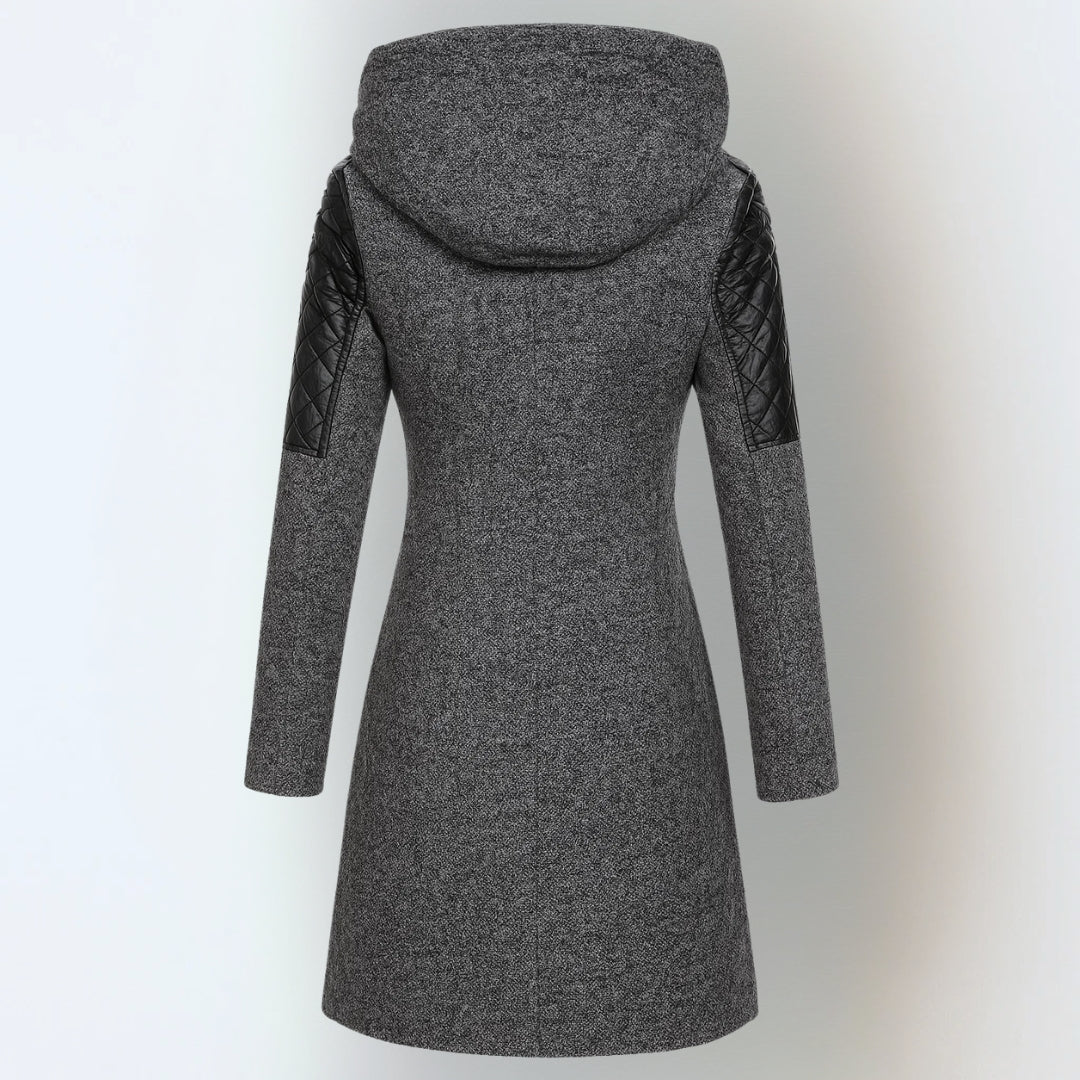 Women's Quilted Hooded Long Winter Coat With Slim Fit