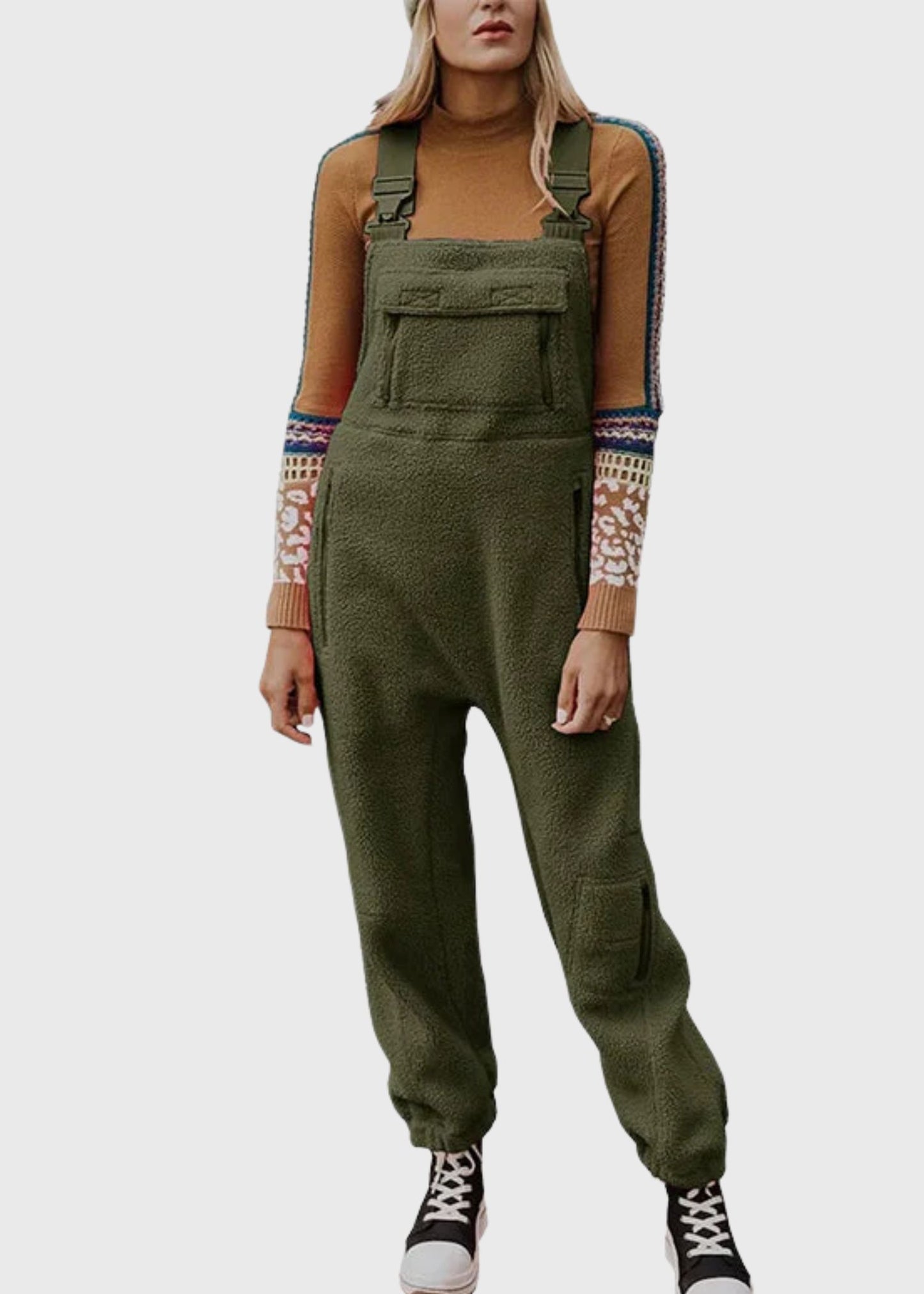 Ceylan Women’s Fleece Thermal Overalls with Zippered Pockets