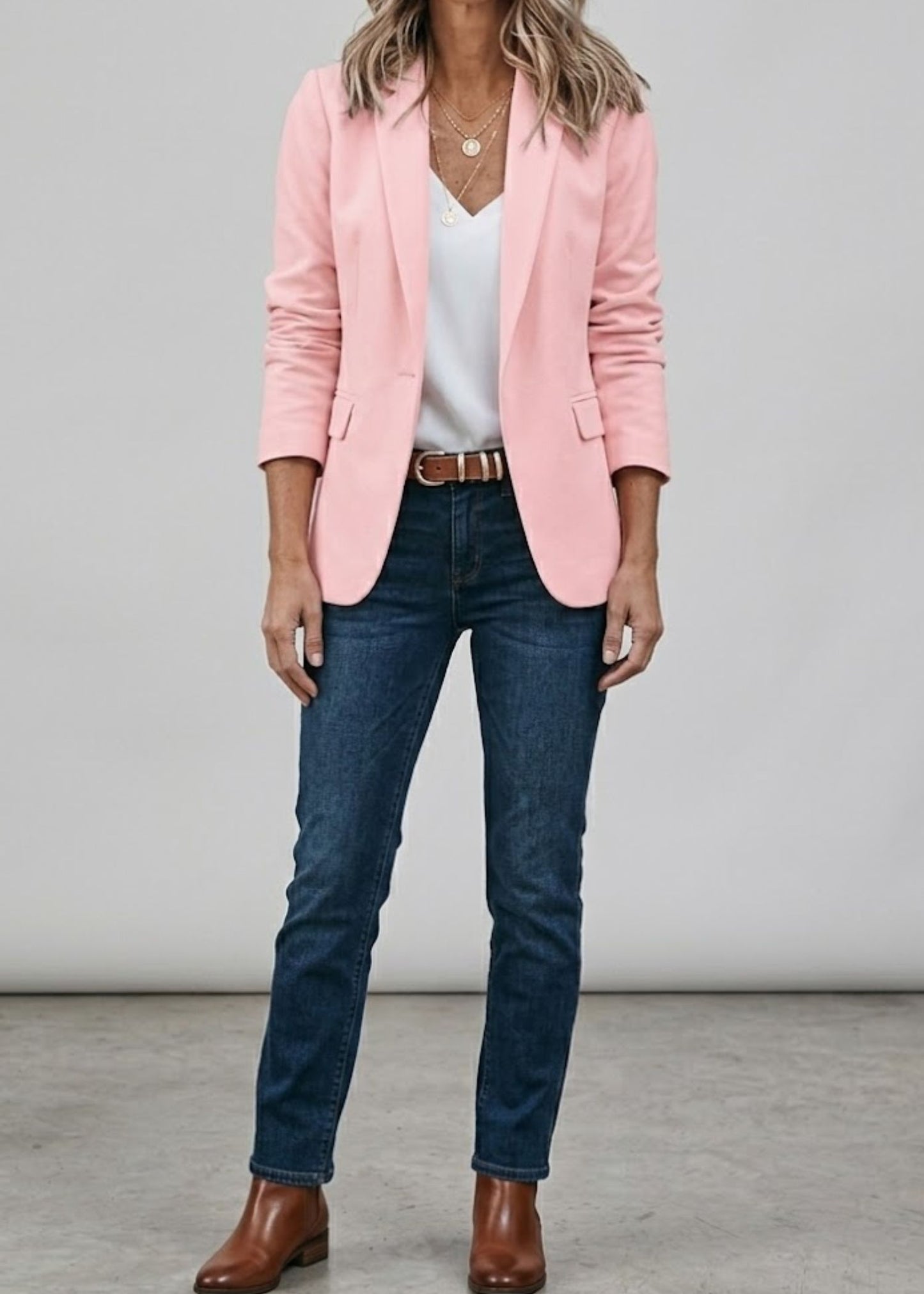 Women¡¯s Slim Fit Blazer with Open Front and Notched Lapel Collar