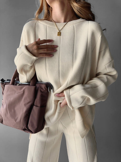 Women's Ribbed Knit Hoodie with Kangaroo Pocket