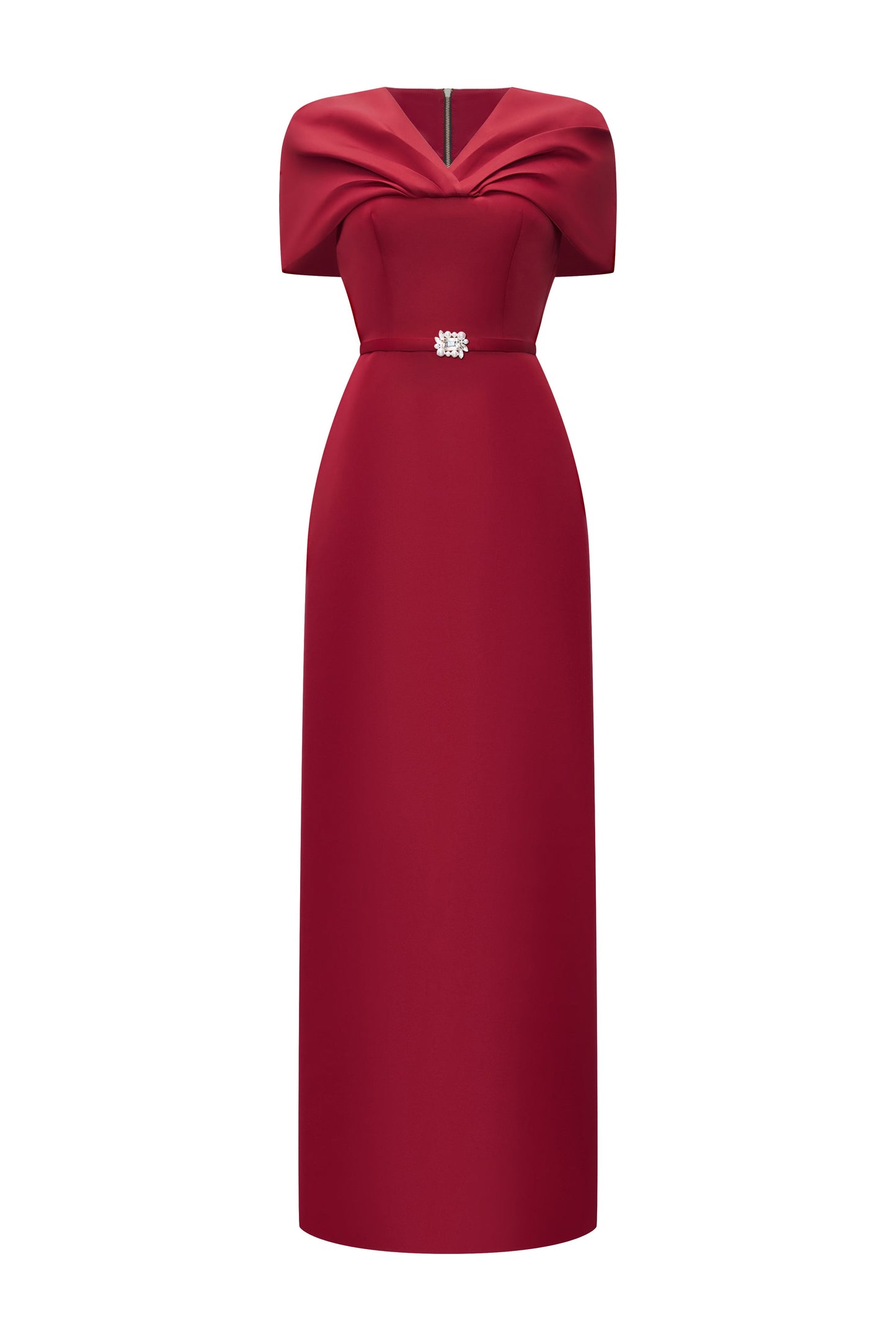 Women’s Sheath Maxi Dress with Draped Cape Sleeves