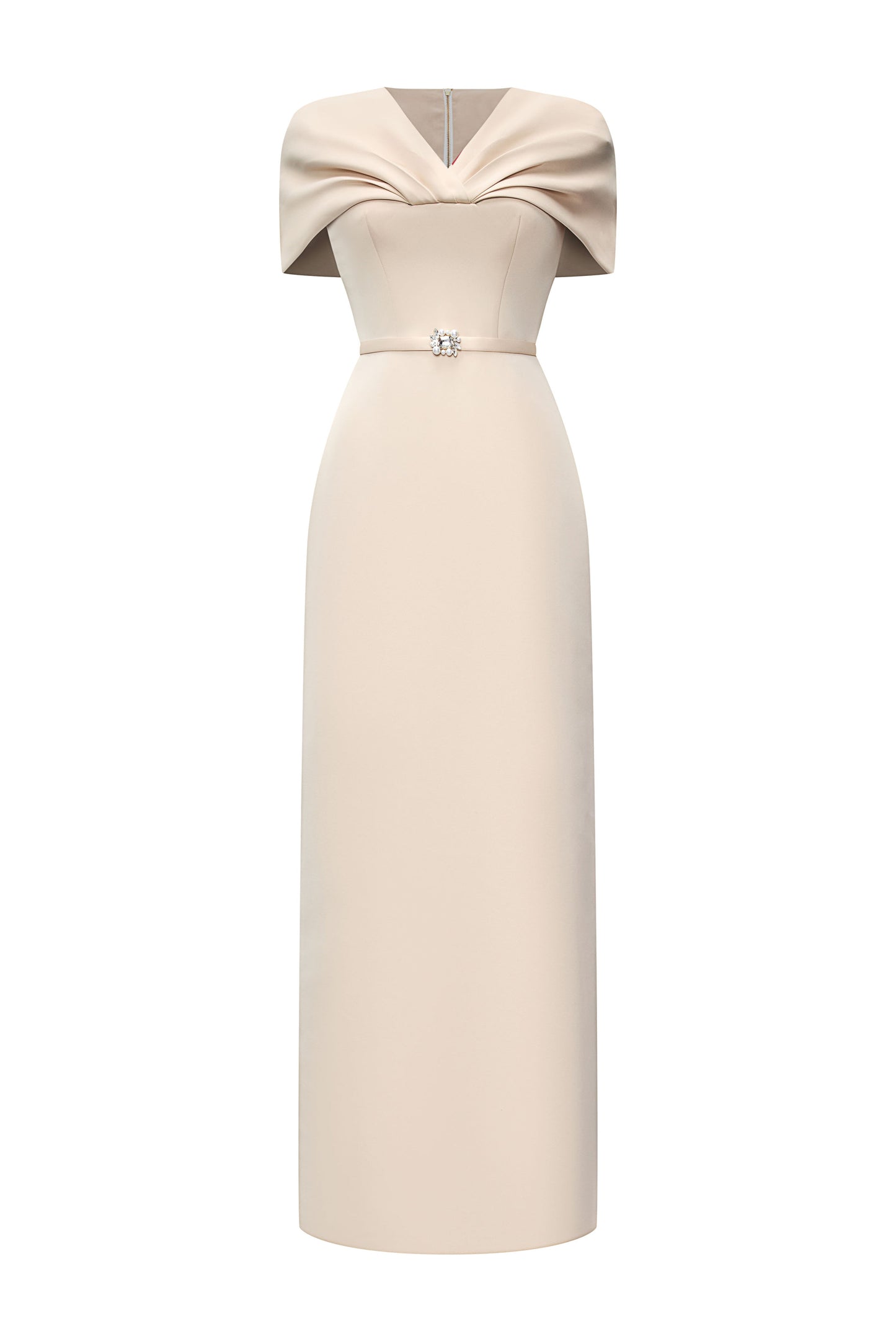 Women’s Sheath Maxi Dress with Draped Cape Sleeves