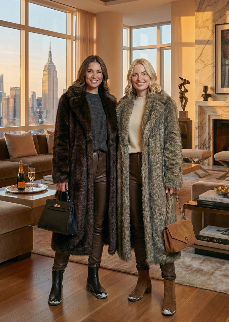 Ceylan Women’s Faux Fur Long Coat Thickened Winter Shearling