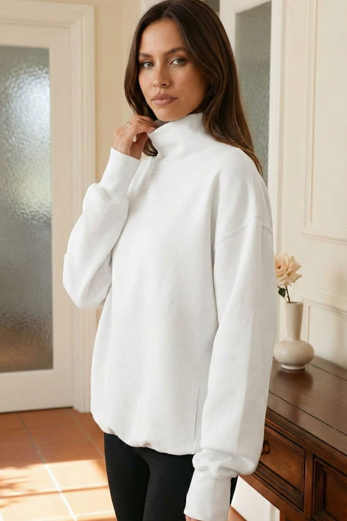 Women’s Oversized Turtleneck Sweatshirt with Drop Shoulder Fit