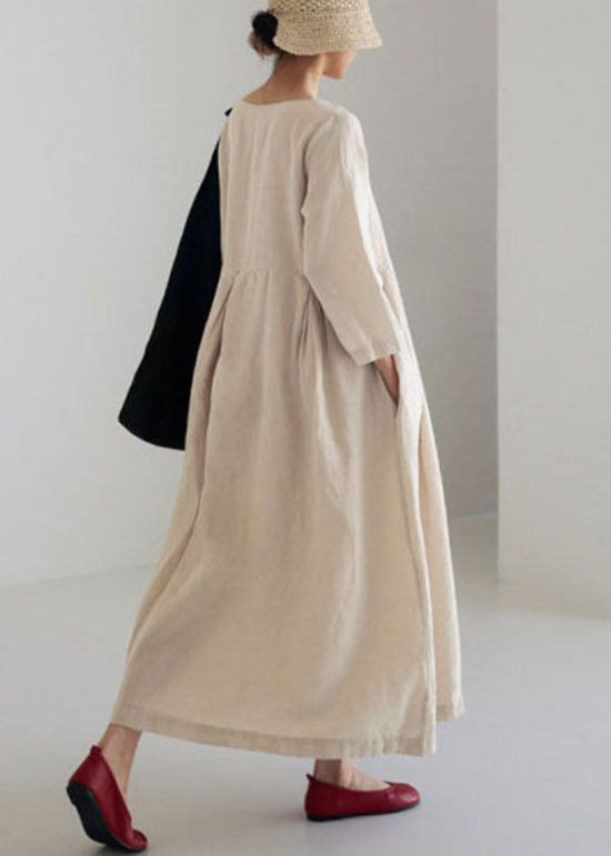Women¡¯s Midi Dress with Functional Side Pockets and Patchwork Cotton Panels