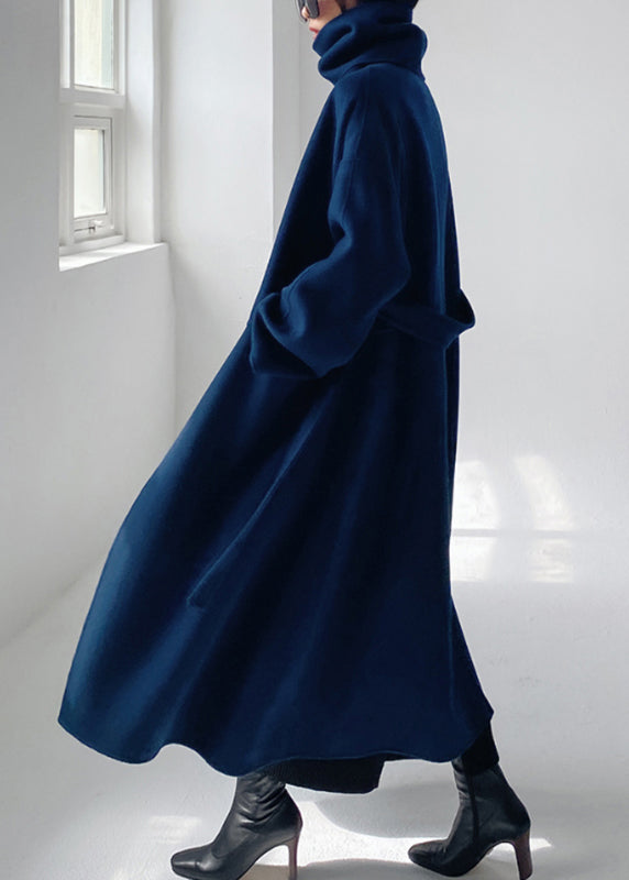 Women's Turtleneck Maxi Coat with Relaxed Oversized Fit