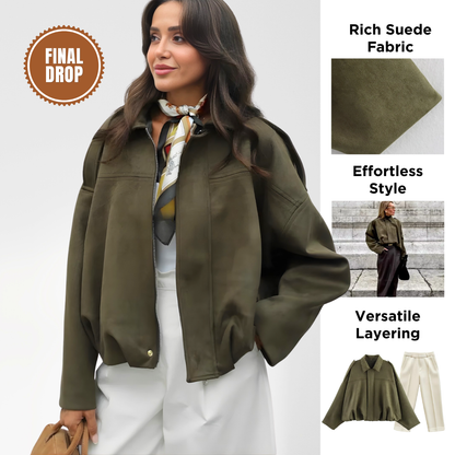 Ceylan® Cozy Suede Bomber Jacket