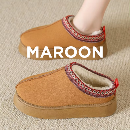 Ceylan® Genuine Suede Fuzzy Slippers