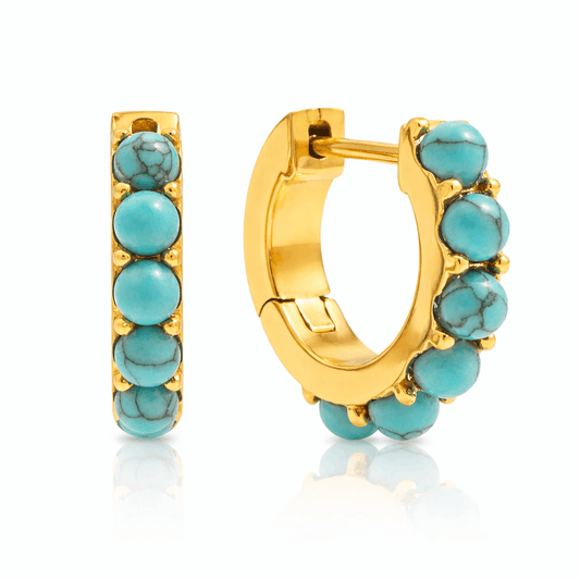 Women's Turquoise Hoop Earrings, 10mm