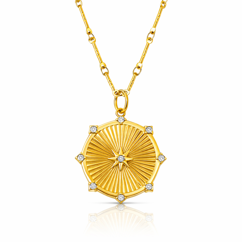 Women's Chain Necklace with Round Medallion Pendant