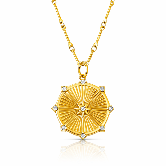 Women's Chain Necklace with Round Medallion Pendant