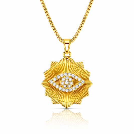 Women's Chain Necklace with Diamond Evil Eye Charm
