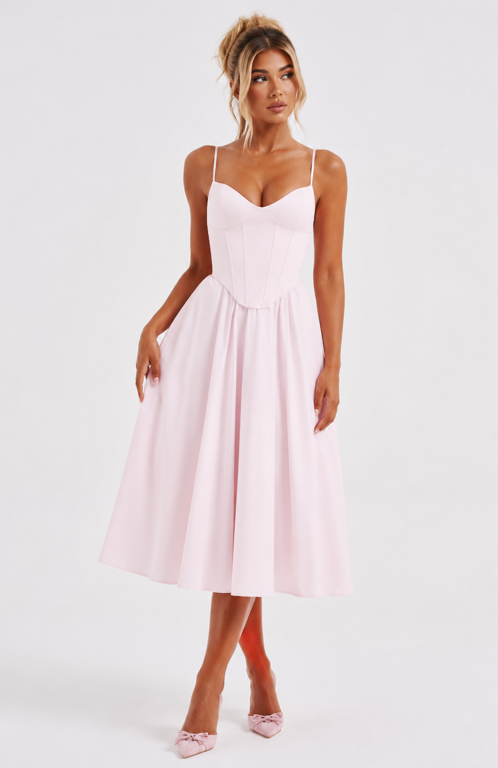 Women's Asymmetric Split Midi Dress with Architectural Neckline for Effortless Elegance