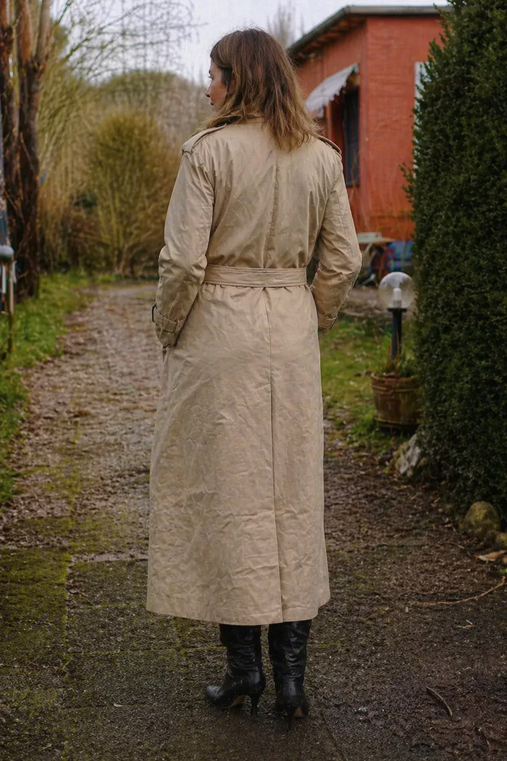 Women's Double-Breasted Trench Coat with Belt