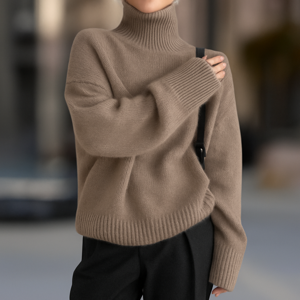 Women¡¯s Turtle Neck Drop Shoulder Casual Winter Sweater