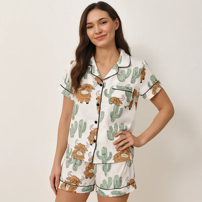 Ceylan® Highland Cow Cactus Women's Pajama Set