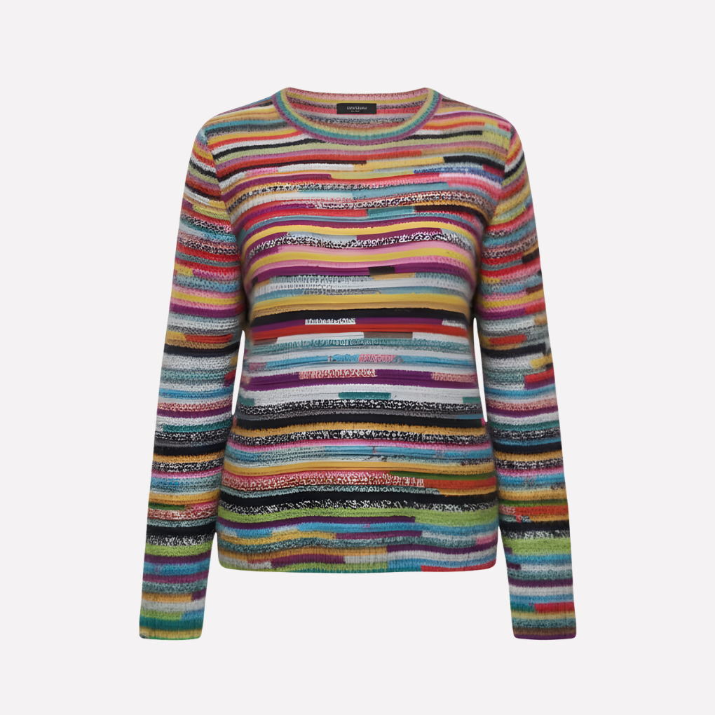 Women's Multicolour Striped Jumper with Round Neck