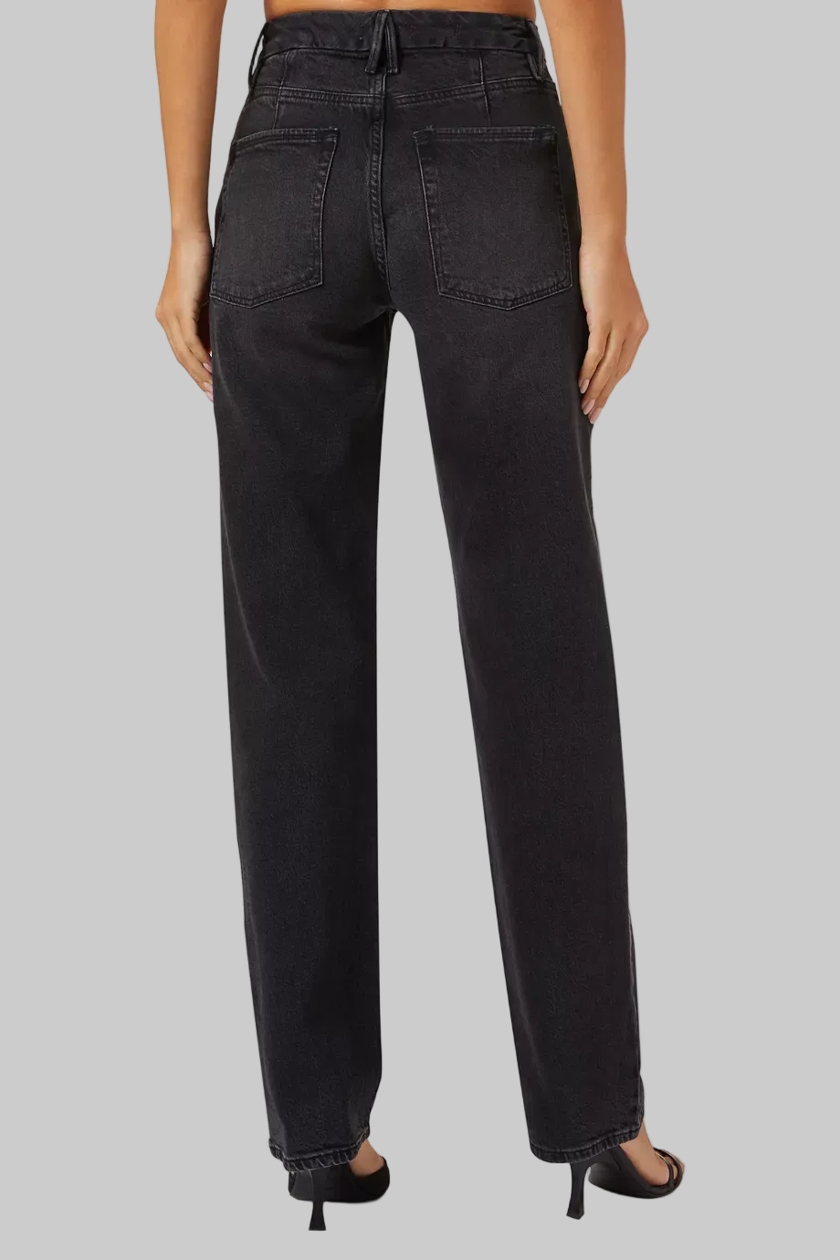 Women’s High Waisted Straight Leg Jeans with Rhinestone Cutout Detailing