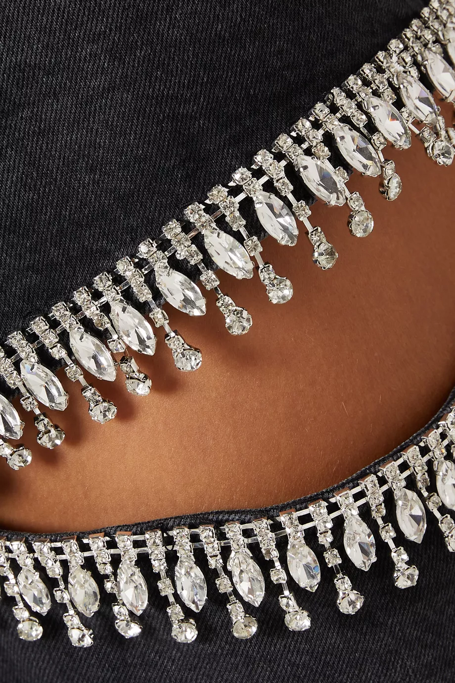 Women’s High Waisted Straight Leg Jeans with Rhinestone Cutout Detailing