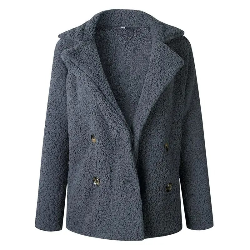 Women's Oversized Teddy Jacket with Notch Collar