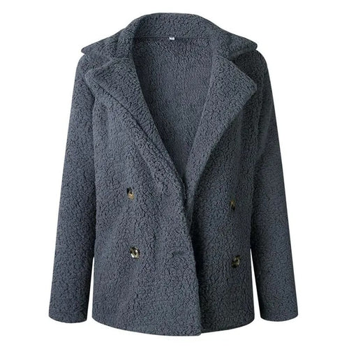 Women's Oversized Teddy Jacket with Notch Collar