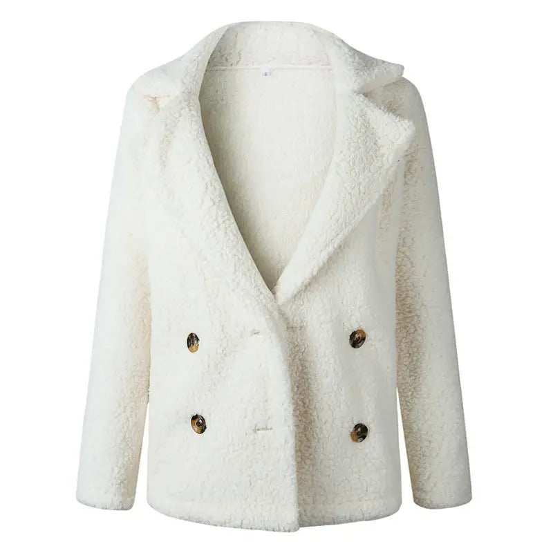 Women's Oversized Teddy Jacket with Notch Collar