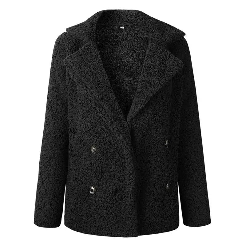 Women's Oversized Teddy Jacket with Notch Collar