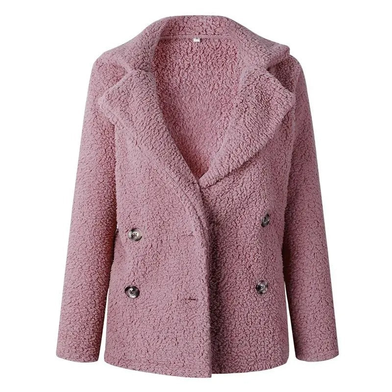 Women's Oversized Teddy Jacket with Notch Collar