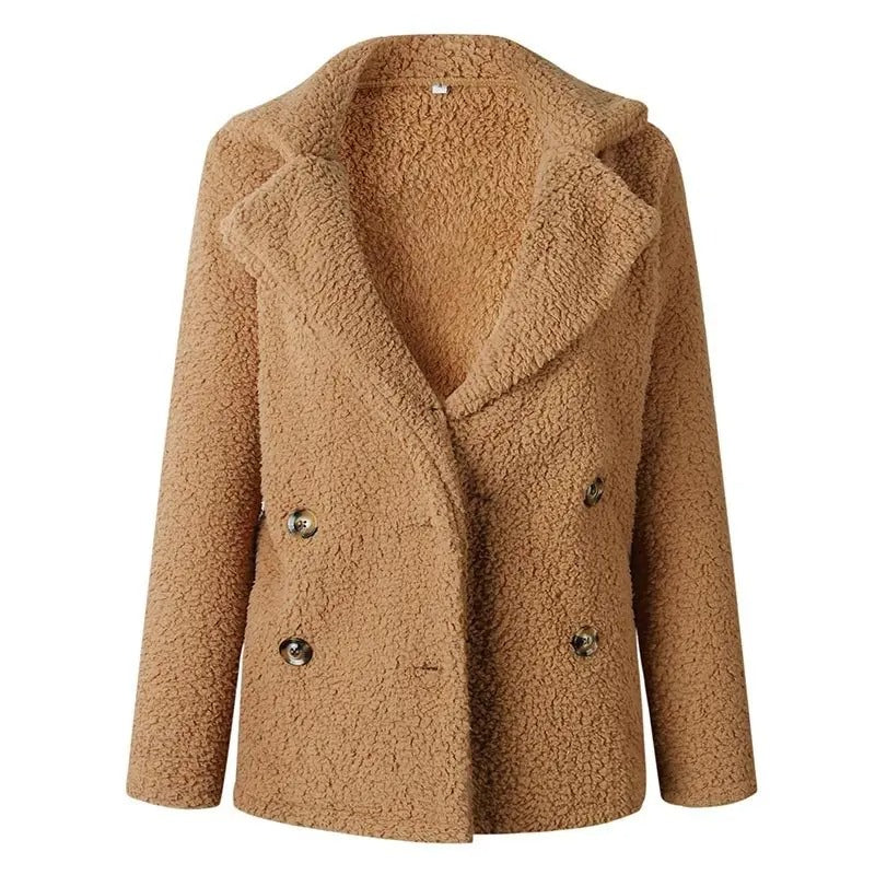 Women's Oversized Teddy Jacket with Notch Collar