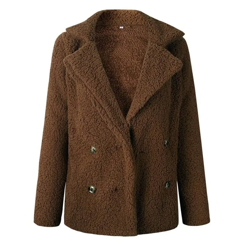 Women's Oversized Teddy Jacket with Notch Collar