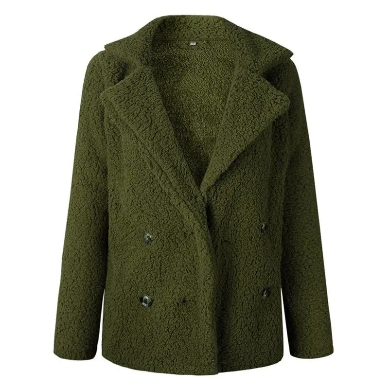 Women's Oversized Teddy Jacket with Notch Collar