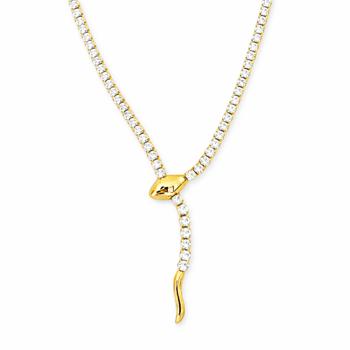 Women's Snake Chain Necklace with Rhinestone Detail