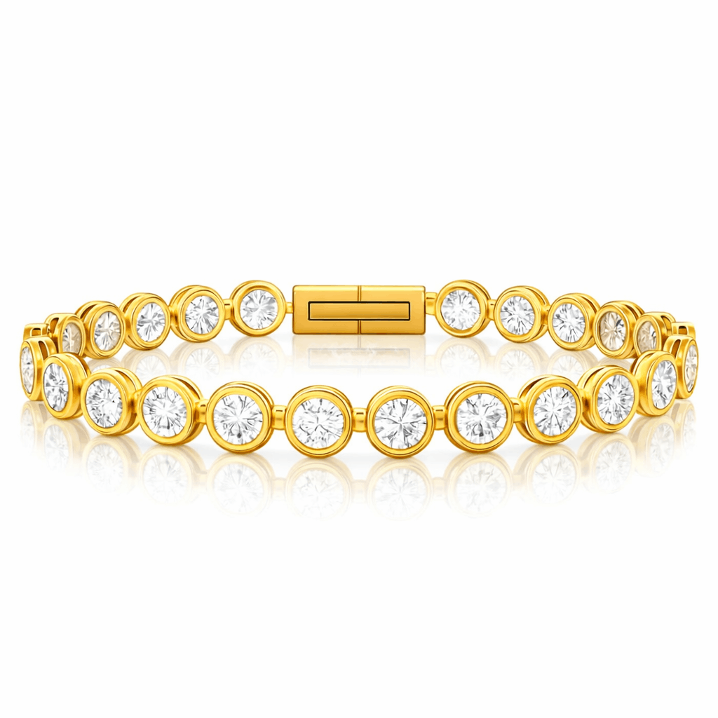 Women's Rhinestone Chain Bracelet with Gold Detail