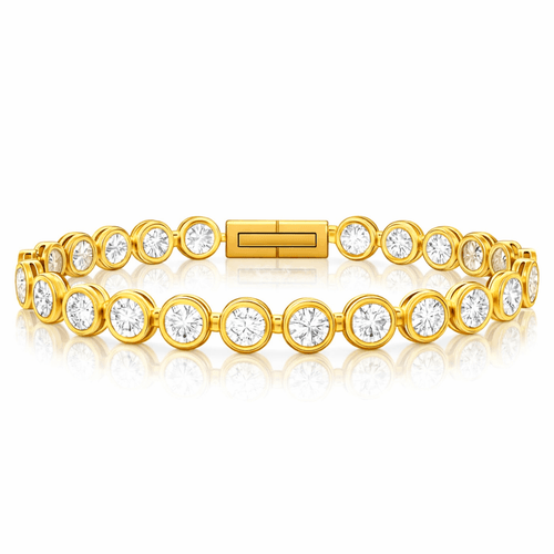 Women's Rhinestone Chain Bracelet with Gold Detail