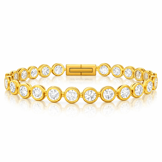 Women's Rhinestone Chain Bracelet with Gold Detail