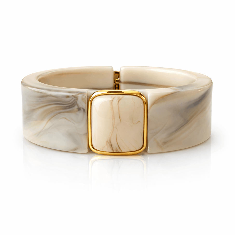 Women's Lucite Bangle Bracelet with Stone Detailing