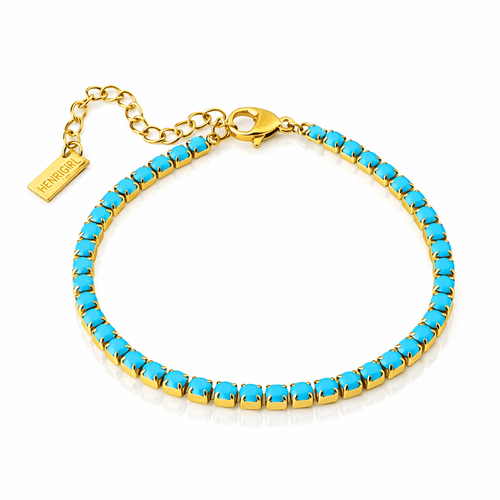 Women's Chain Bracelet with Turquoise Rhinestone Detail