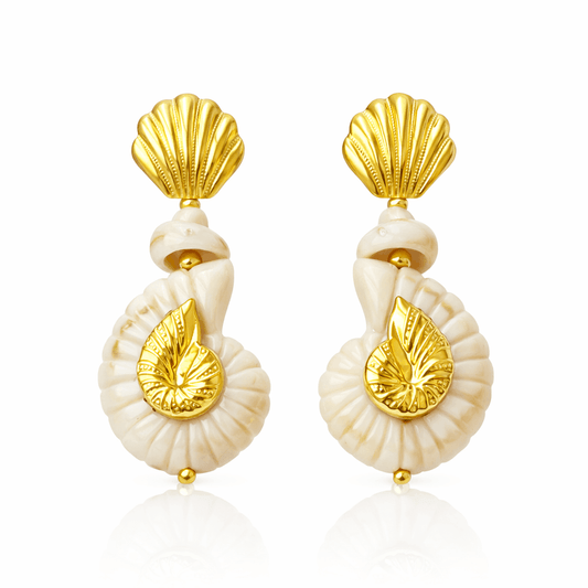 Women's Shell Drop Earrings with Post Back