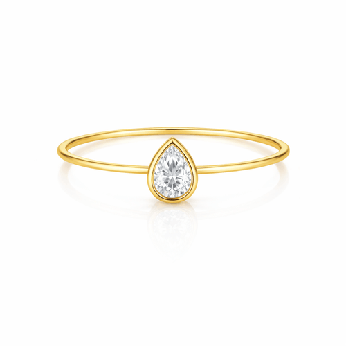Women's Thin Band Ring with Pear-Shaped Stone