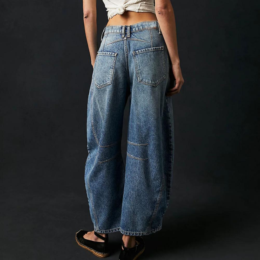 Women’s Barrel Leg Jeans High Waist Relaxed Fit Denim