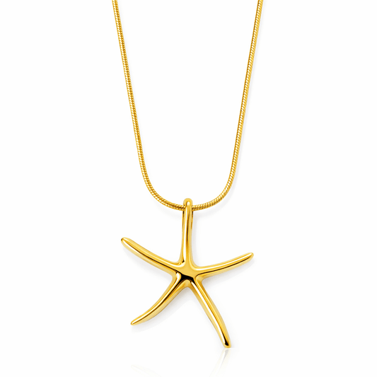 Women's Snake Chain Necklace with Starfish Charm