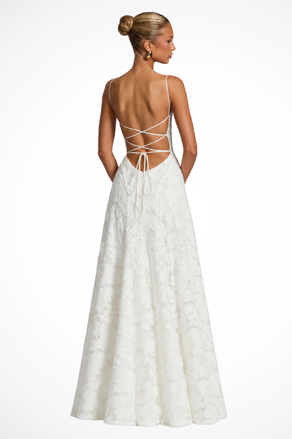 Women's Cowl Neck Floral Lace Wedding Guest Maxi Dress