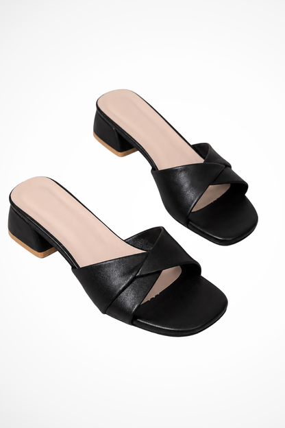 Women's Orthopedic Cross Strap Block Heel Mules