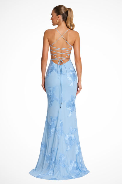 Women's Corset Floral Embroidered Wedding Guest Maxi Dress