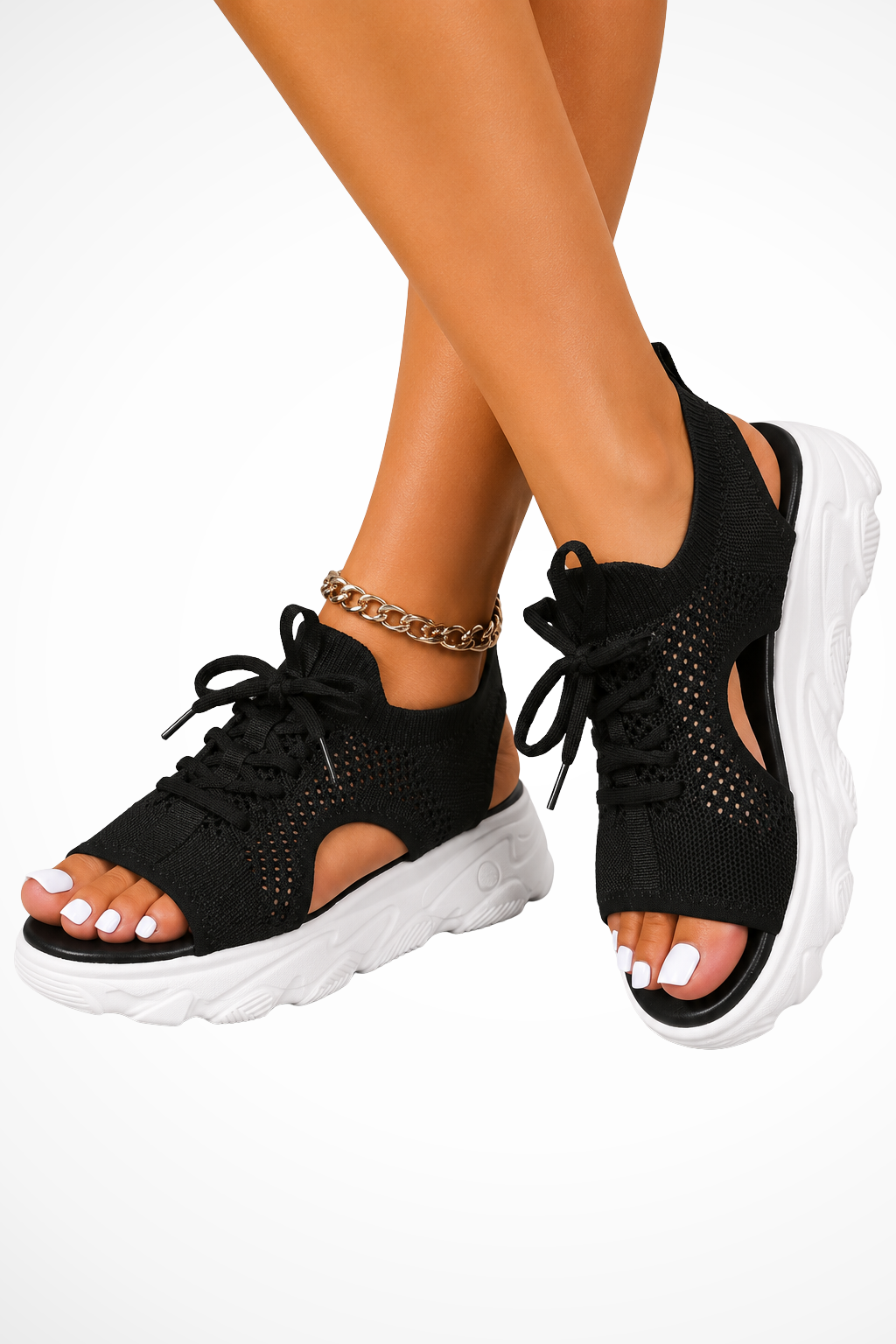 Women's Orthopedic Knit Lace Up Athletic Sandals