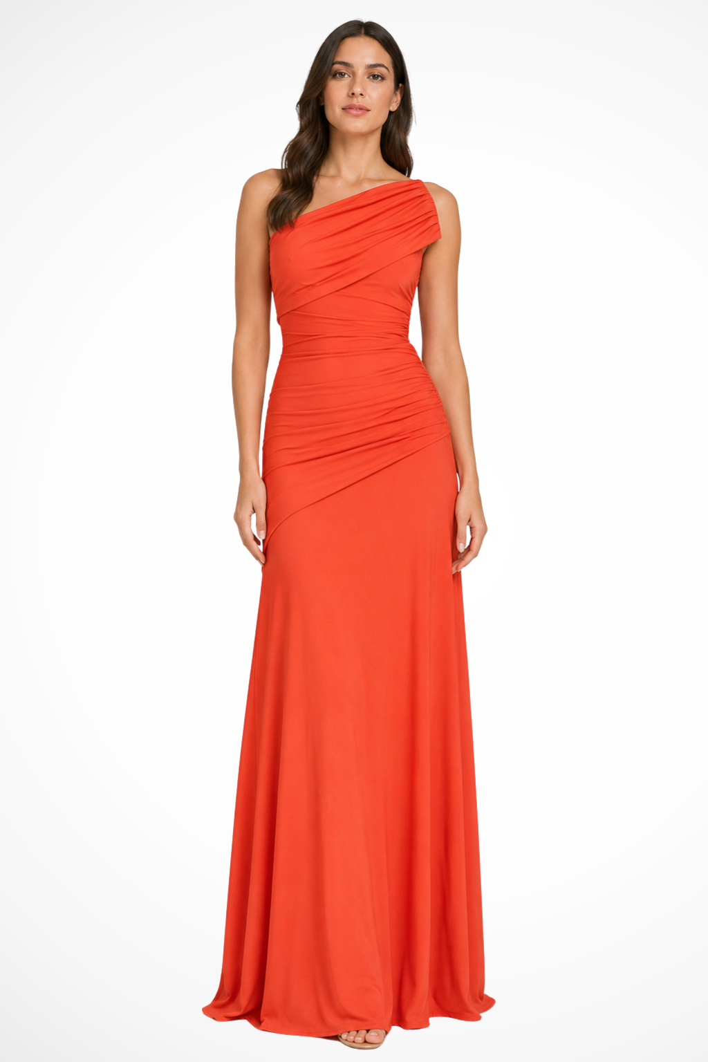 Women's One Shoulder Ruched Wedding Guest Maxi Dress