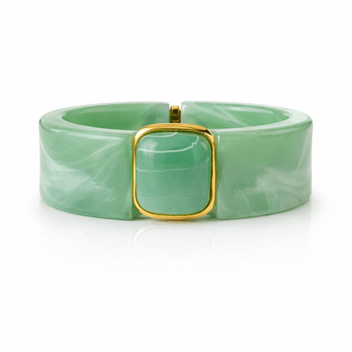 Women's Lucite Bangle Bracelet with Turquoise Stone Detailing