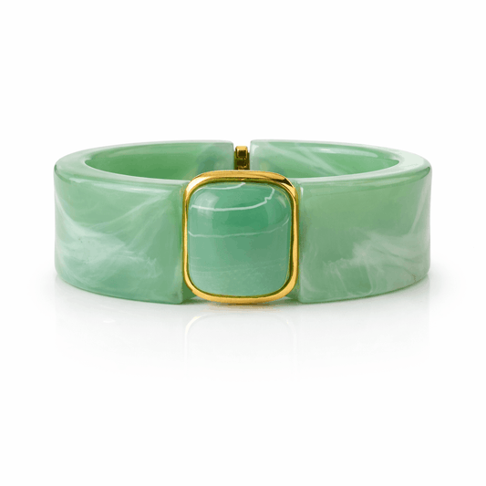 Women's Lucite Bangle Bracelet with Turquoise Stone Detailing