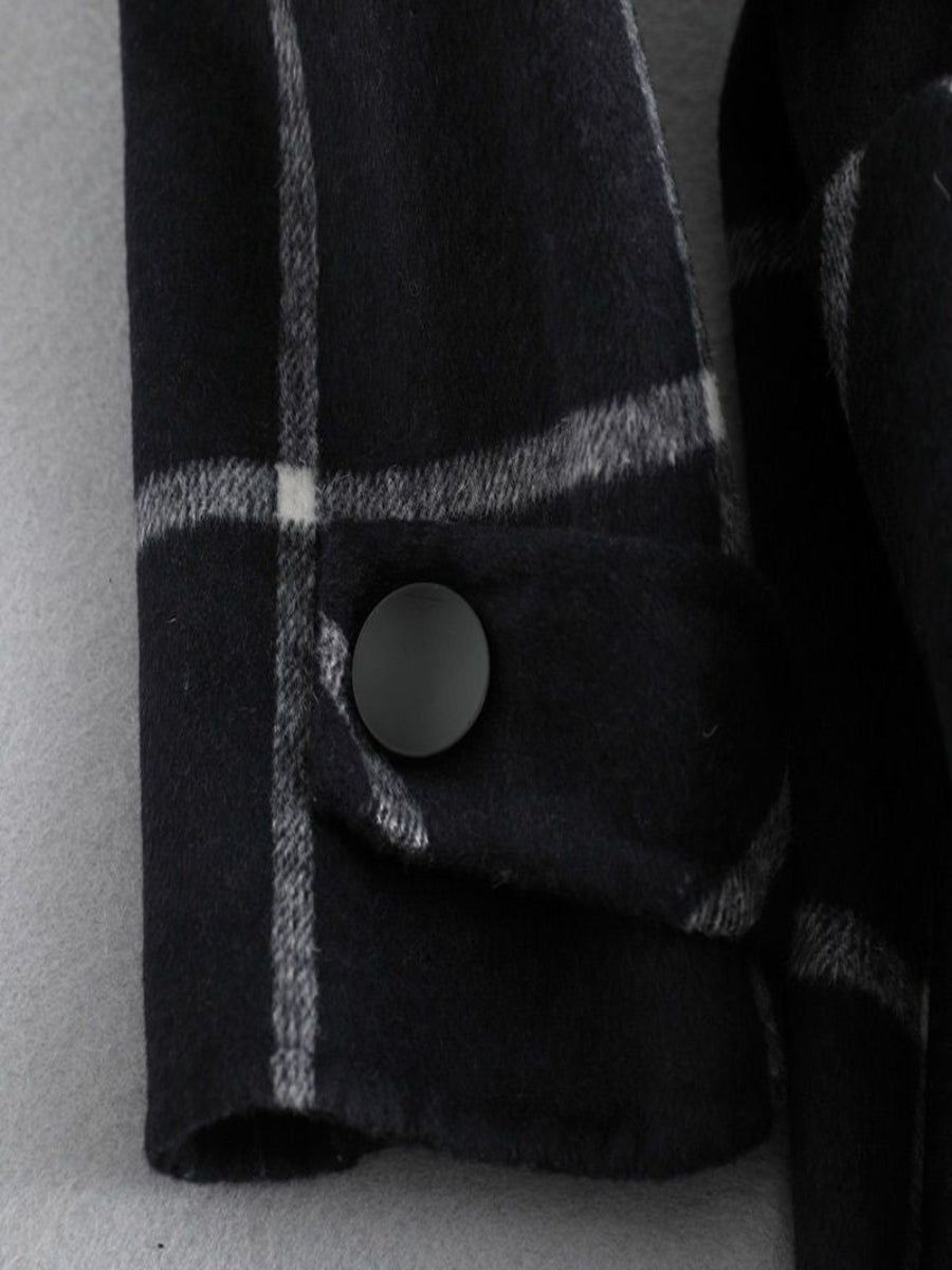 Ceylan Forest Green Windowpane Plaid Wool Coat