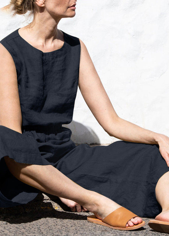 Ceylan Women’s Sleeveless Wide Leg Jumpsuit with High Elastic Waist